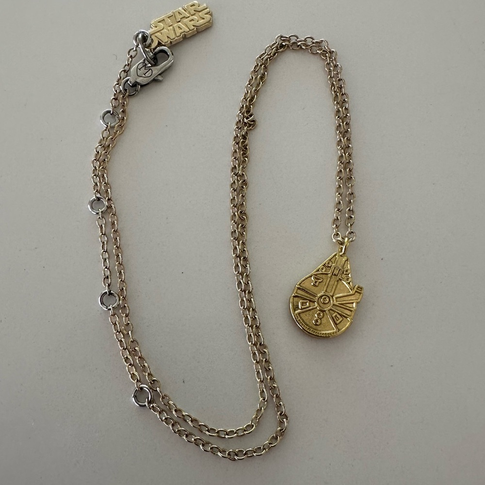 Star Wars gold millennium falcon necklace